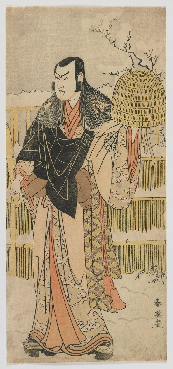 歌舞伎演员Nakamura Juzo II作为Kakokawa Honzo在江户时代，19世纪80年代后期的“Chushingura”第九幕（彩色木版画） 作者 胜川顺蛋