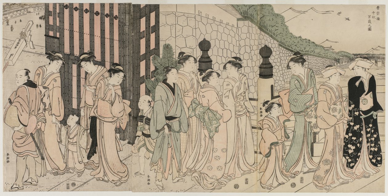1790年代初，一千年，一万年在常盘桥上。 作者 胜川俊町
