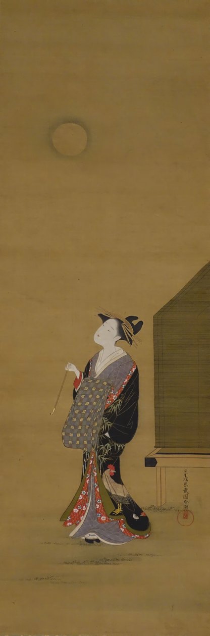 美人望月》，18世纪。 作者 胜川俊町