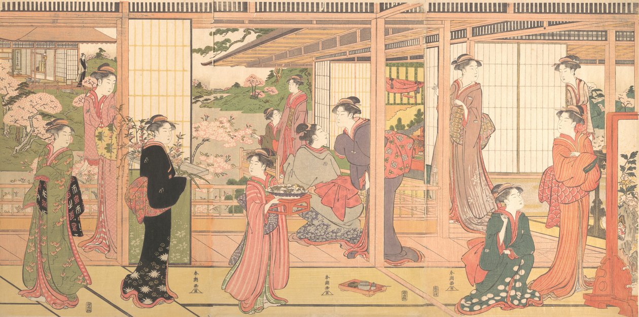 通往花园的大厦，约1786年。 作者 胜川俊町