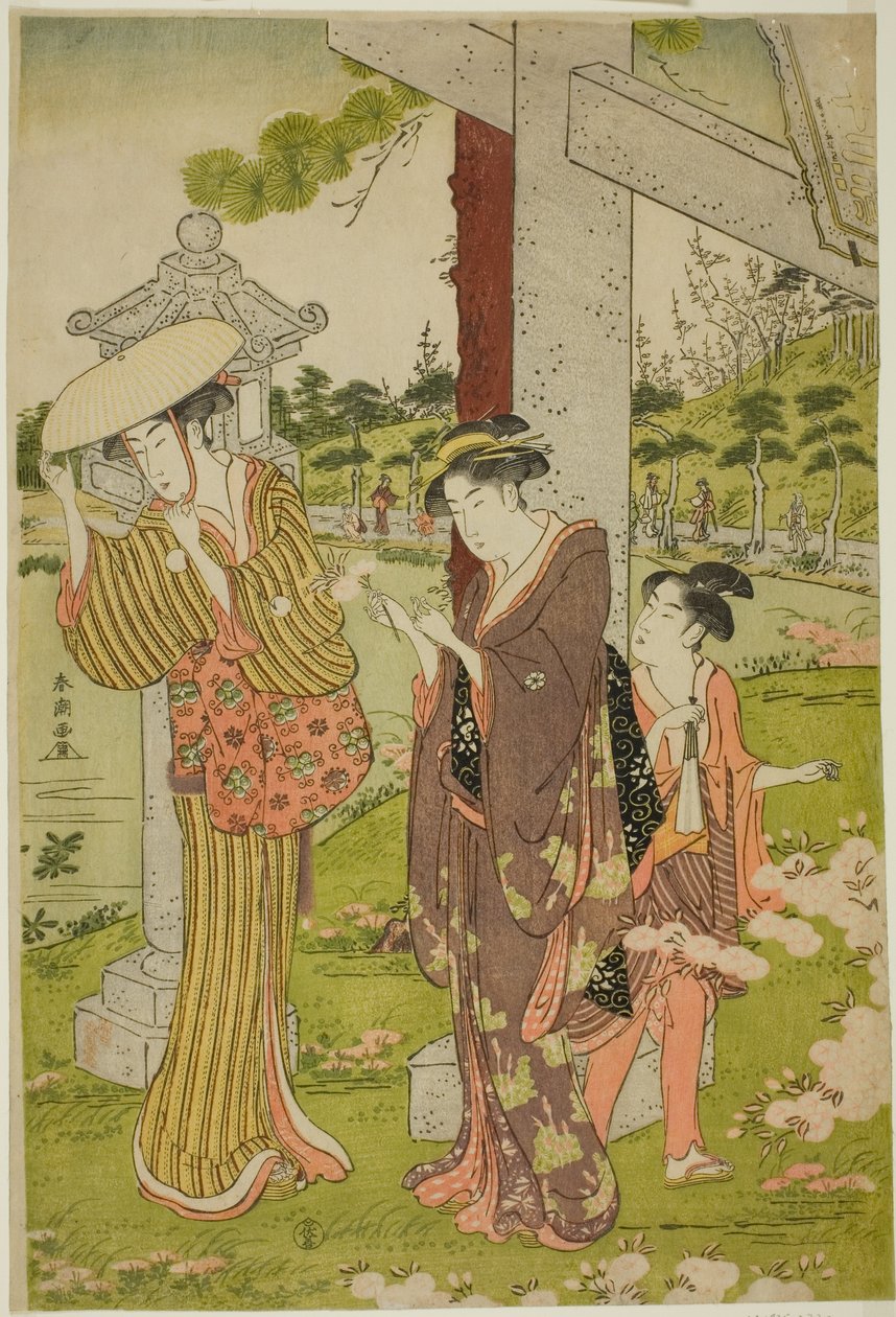 在常野津的熊野君社采花 作者 胜川俊町