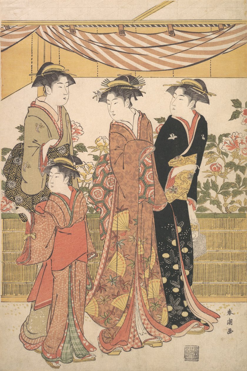 植物人表演，约1790年。 作者 胜川俊町