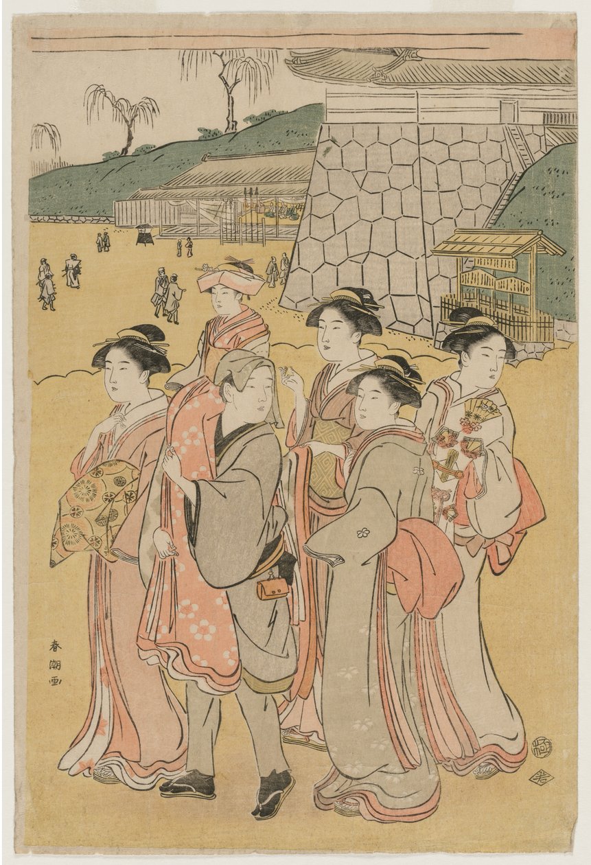 陪同女孩参拜神社的妇女 作者 胜川俊町