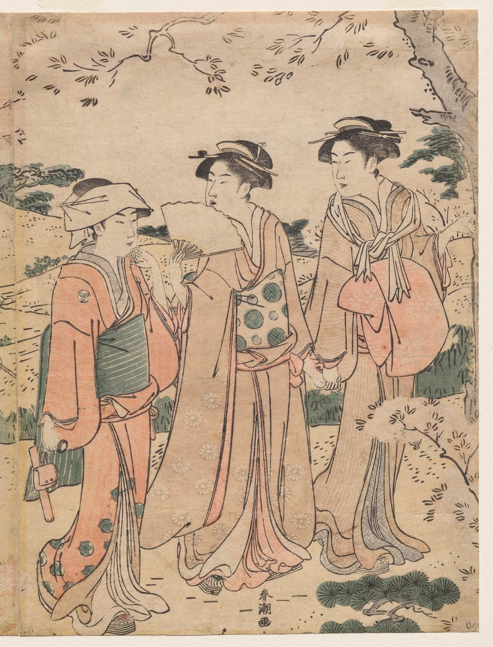 在浅冈山观赏樱花的妇女 作者 胜川俊町