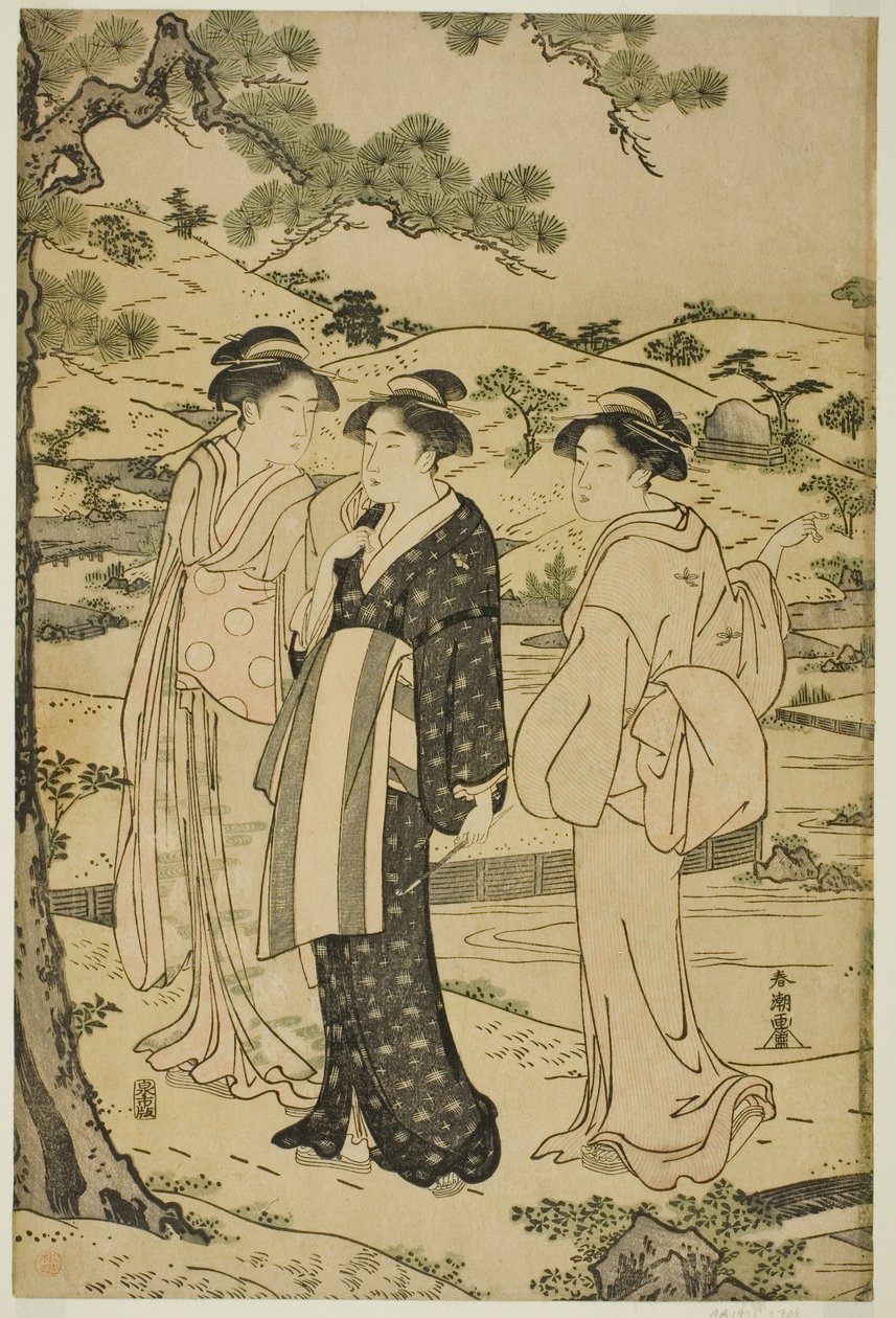 参拜稻荷神社的妇女 作者 胜川俊町