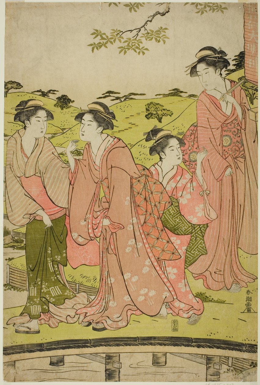 参拜稻荷神社的妇女 作者 胜川俊町