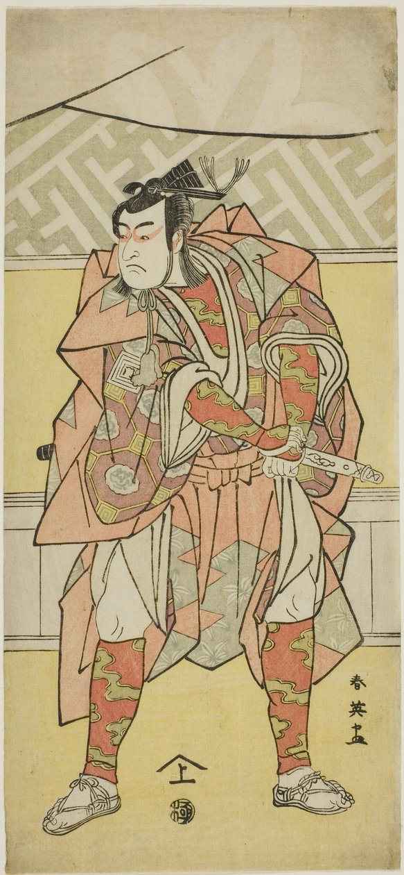 演员市川梦之助二世在 "假名文字室町纪事"（"Kanagaki Muromachi bundan"）中饰演森之兰丸。 作者 胜川俊英
