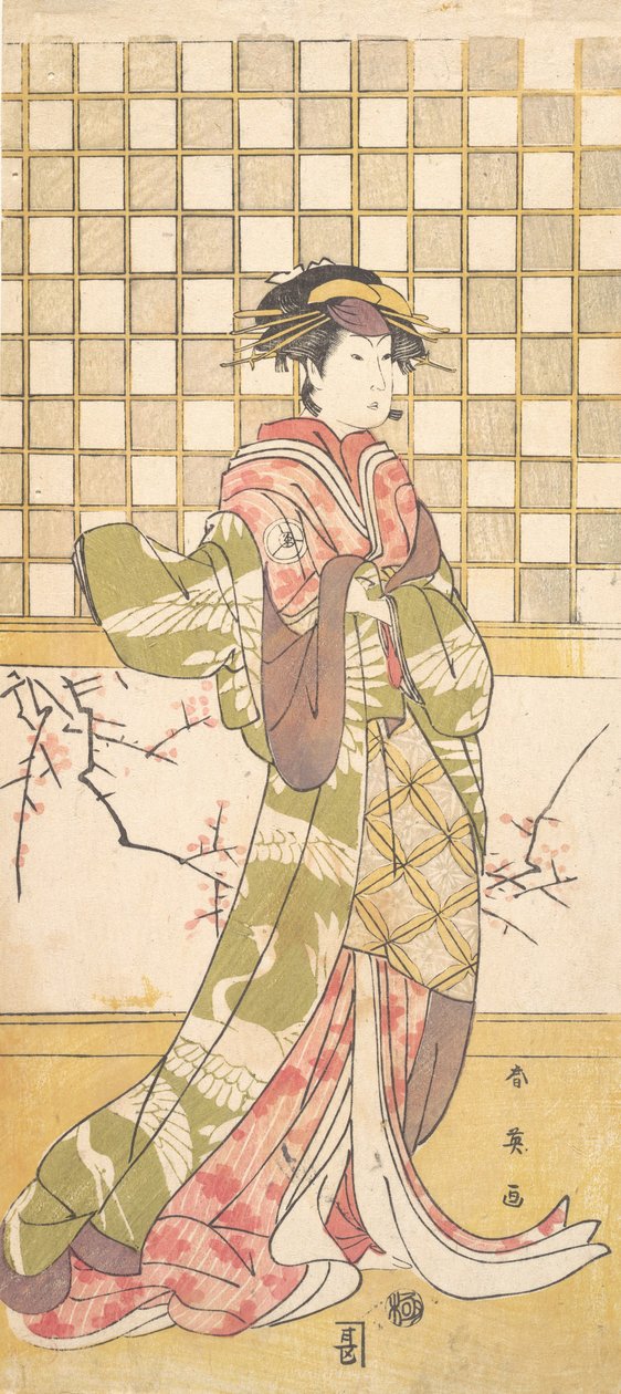 岩井氏的演员作为一个女人，约1795年。 作者 胜川俊英