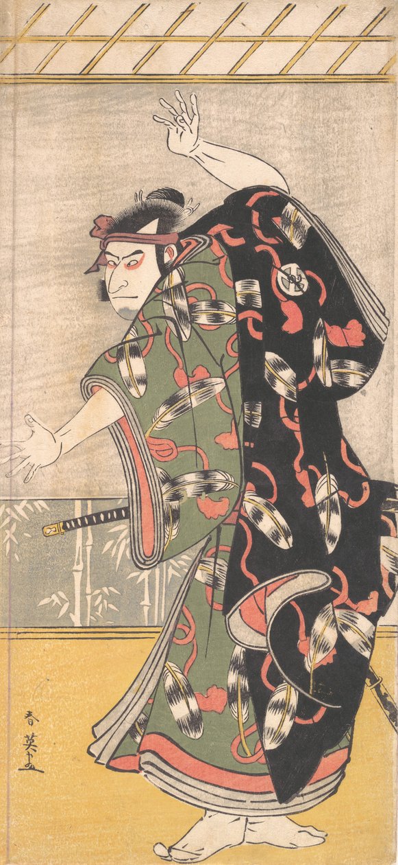 歌舞伎演员大谷鬼神三世扮演的武士，约1792年。 作者 胜川俊英