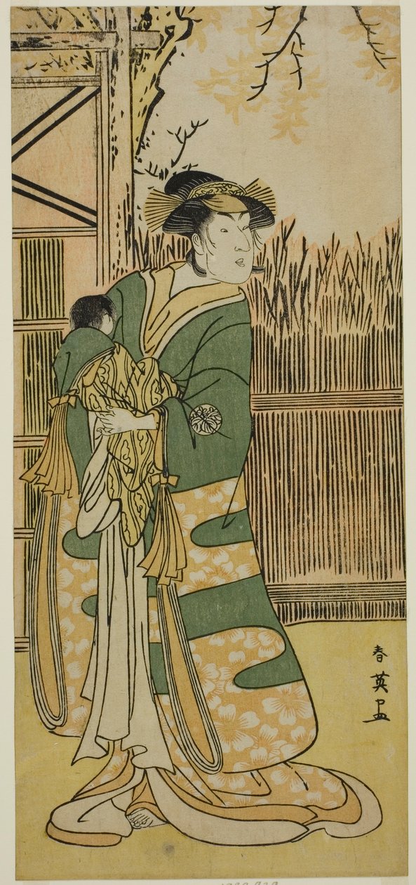 1791年11月在市村剧场（？）演出的《金门月元寇之角》（？）中饰演时和夫人（时和御前）的演员中山富三郎一世（？ 作者 胜川俊英