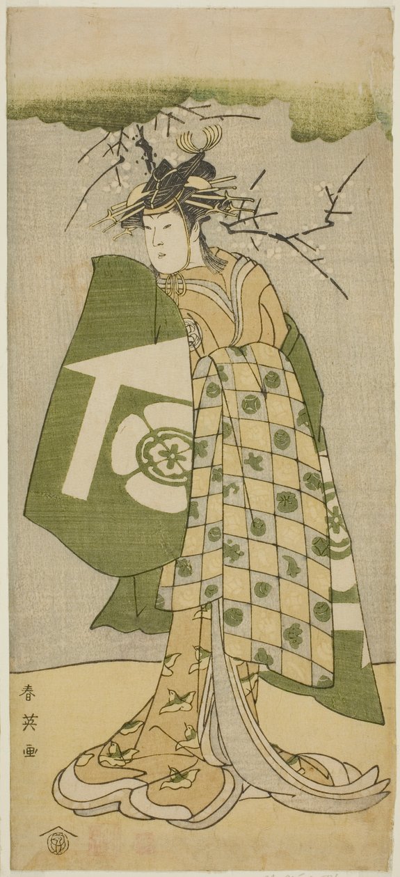 1794 年正月在川崎剧场演出的话剧《五桧之花会京曾我》中饰演大矶之鸟的演员大川常代二世 作者 胜川俊英