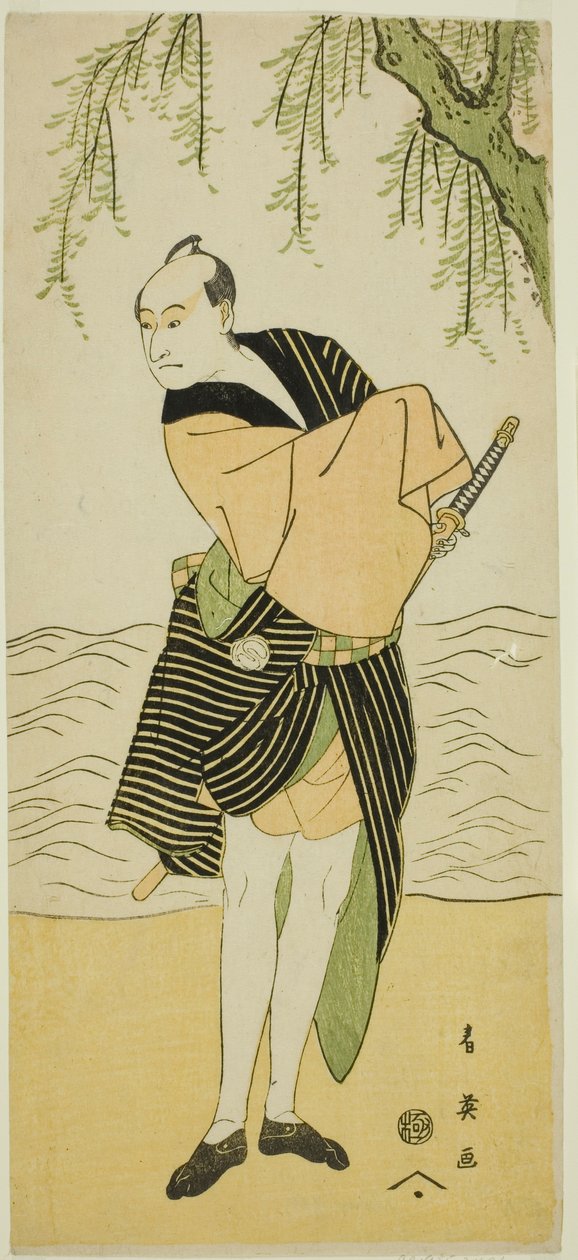 1796 年正月在桐剧场演出的《须田之春艺伎片木》中饰演梅之吉平的演员泽村宗十郎三世 作者 胜川俊英
