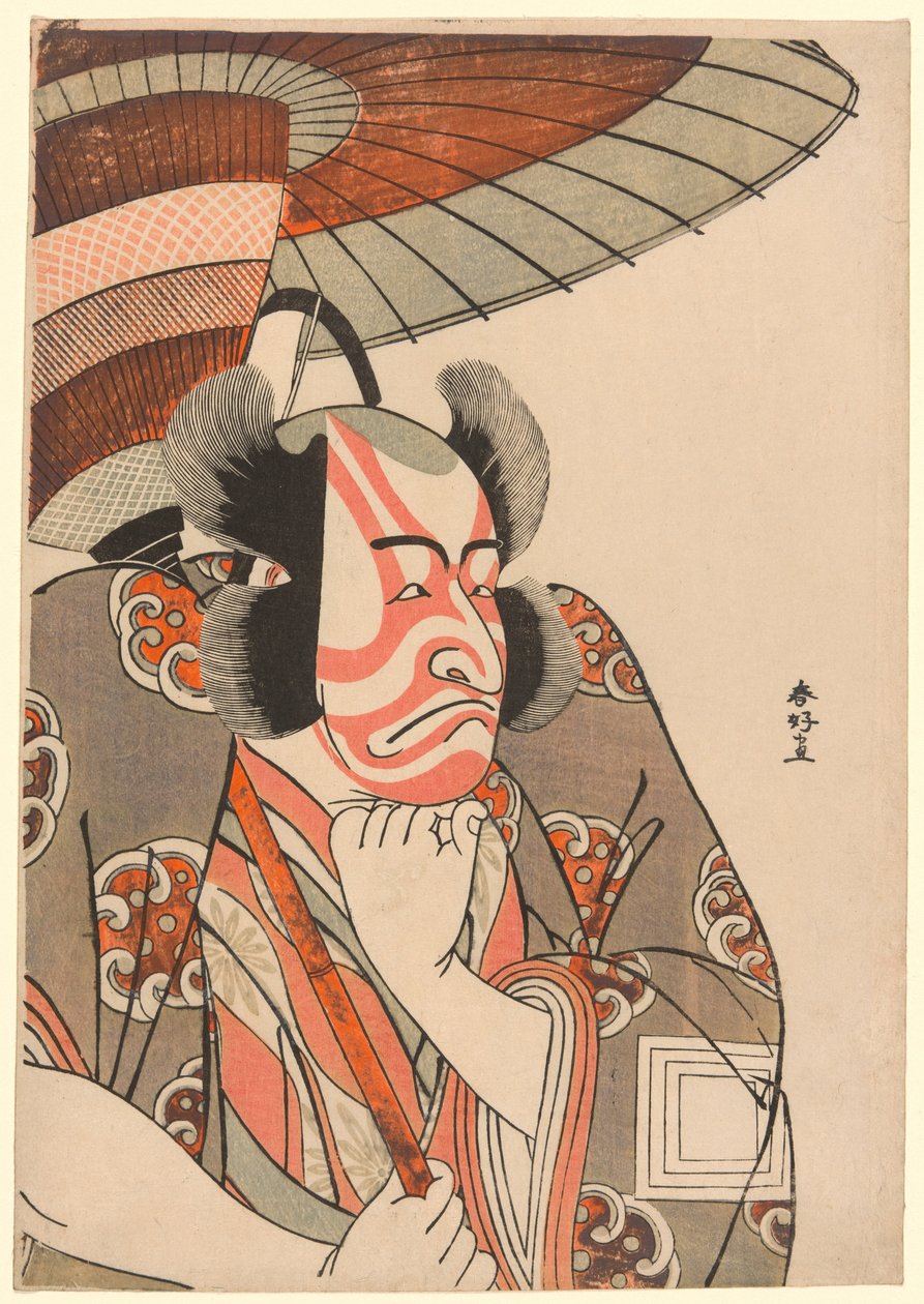 1780 年 11 月 1 日起在中村剧场演出的戏剧《锦绣还乡》第三幕中饰演一草之五郎兵卫忠光的演员市川团十郎五世的半身肖像 作者 胜川俊康®̄
