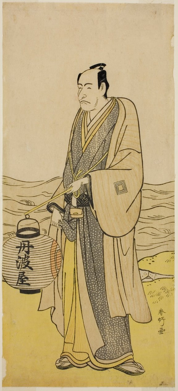 1790 年二月在市村剧场演出的话剧《曾我宗师》中饰演丹波屋助太郎的演员市川丹十郎五世 作者 胜川俊康®̄