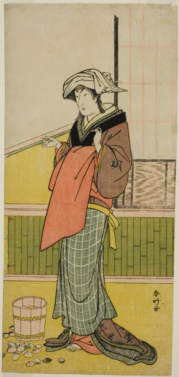 1778年7月在市村剧场（？）演出的《本田弥生名媛君丽》（？）中饰演Moshio的演员Nakamura Riko I（？ 作者 胜川俊康®̄