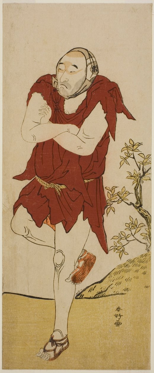 1787 年 5 月在中村剧场演出的《京成一出之山吹》中饰演僧侣（观音菩萨）的演员小野江松介一世 作者 胜川俊康®̄