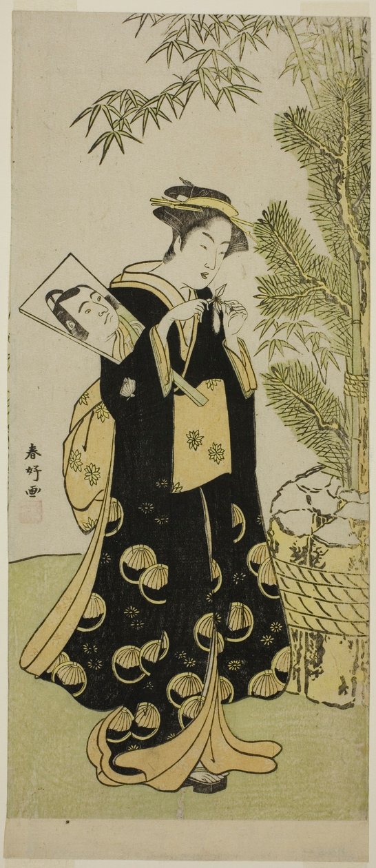 1780 年 3 月在市村剧场演出的话剧《Ume-goyomi Akebono Soga》中饰演 Otora 的演员濑川菊之条三世 作者 胜川俊康®̄