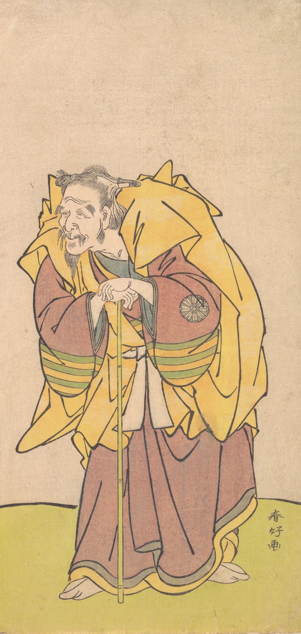 中村富三郎饰演的胡须稀少的老人，约1780年。 作者 胜川俊子