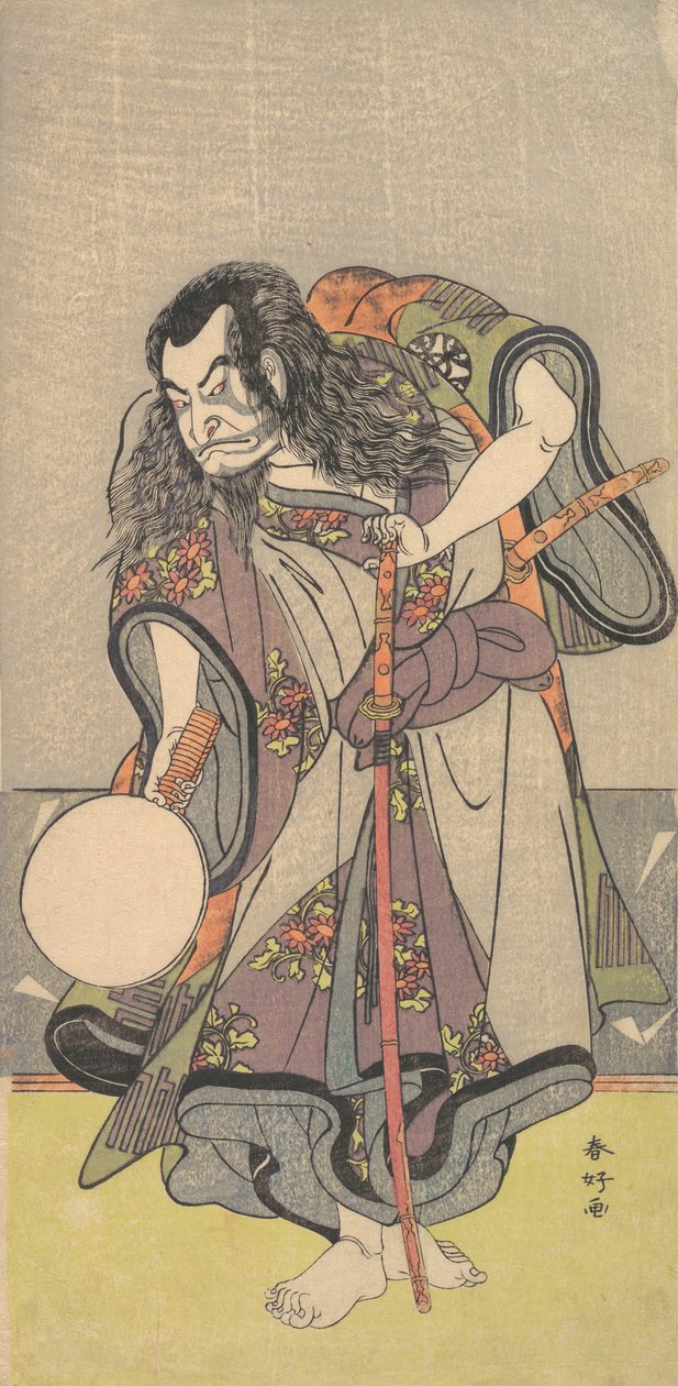 第一张中村中藏作为武士的照片，约1780年。 作者 胜川俊子