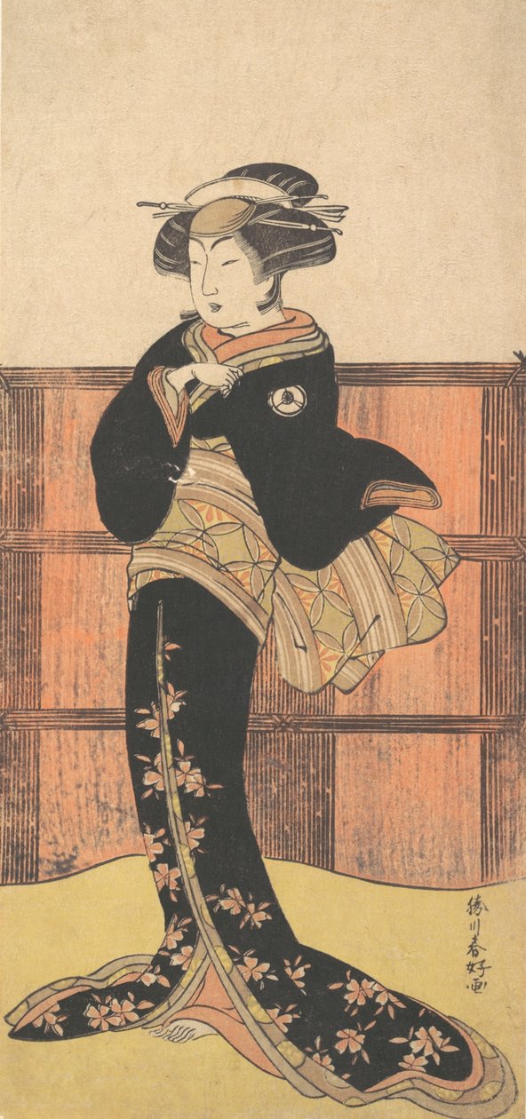 第四幅岩井半四郎扮演的黑衣女子，约1778年。 作者 胜川俊子