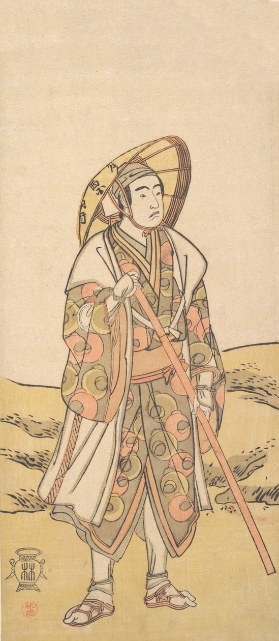 第三代泽村宗三郎作为朝圣者前往观音神社，约1784-88年。 作者 胜川俊子
