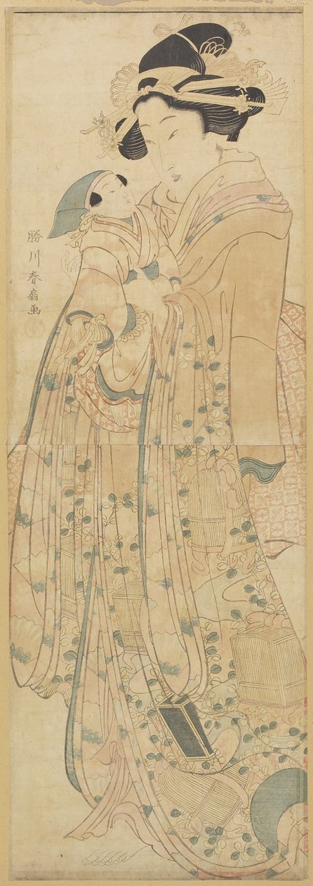 （女人抱着娃娃），18世纪末 -  19世纪初 作者 胜川顺森