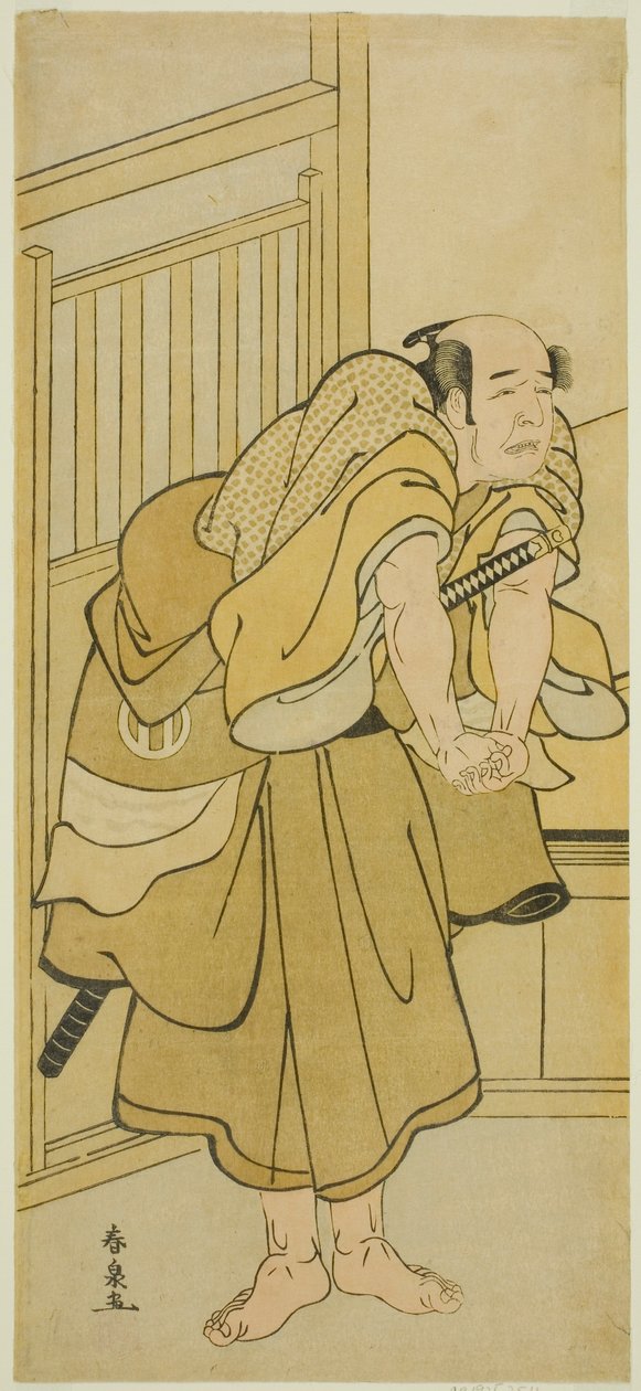 1790 年九月在市村剧场演出的《义经越后》中饰演醉酒御兵卫的演员浅尾龟十郎一世 作者 胜川顺森