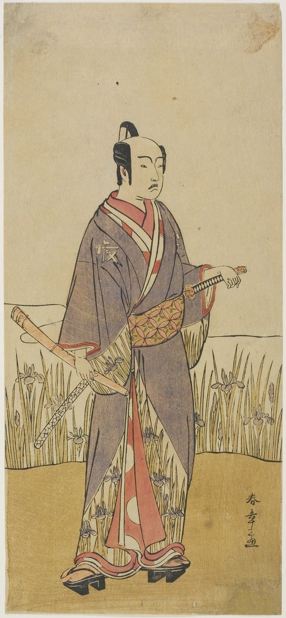 （手持竹笛的武士演员） 作者 胜川俊章