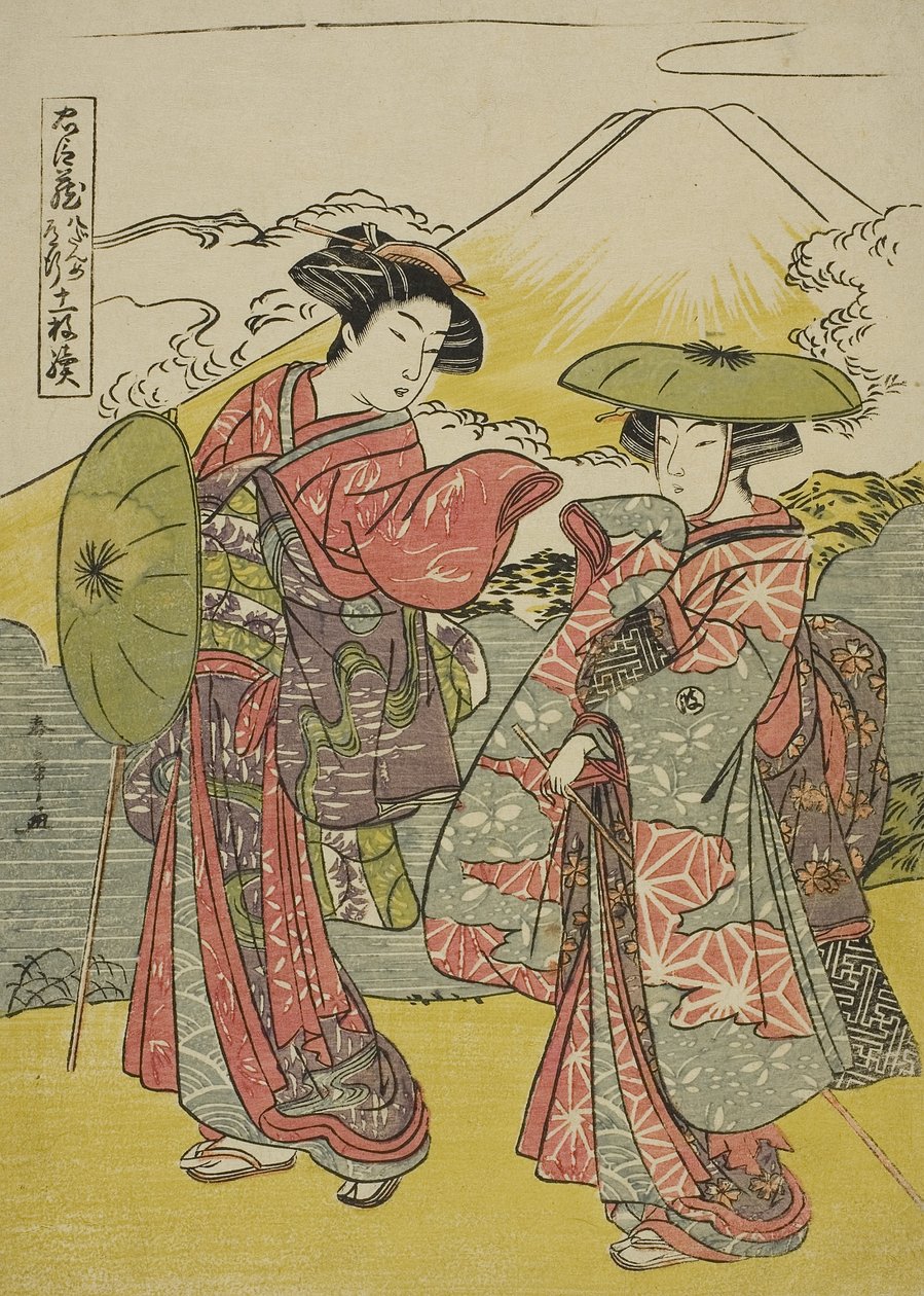 第八幕：《忠臣藏》戏剧中的新娘之旅，c.1779-80（彩色木版画；chuban） 作者 胜川俊章