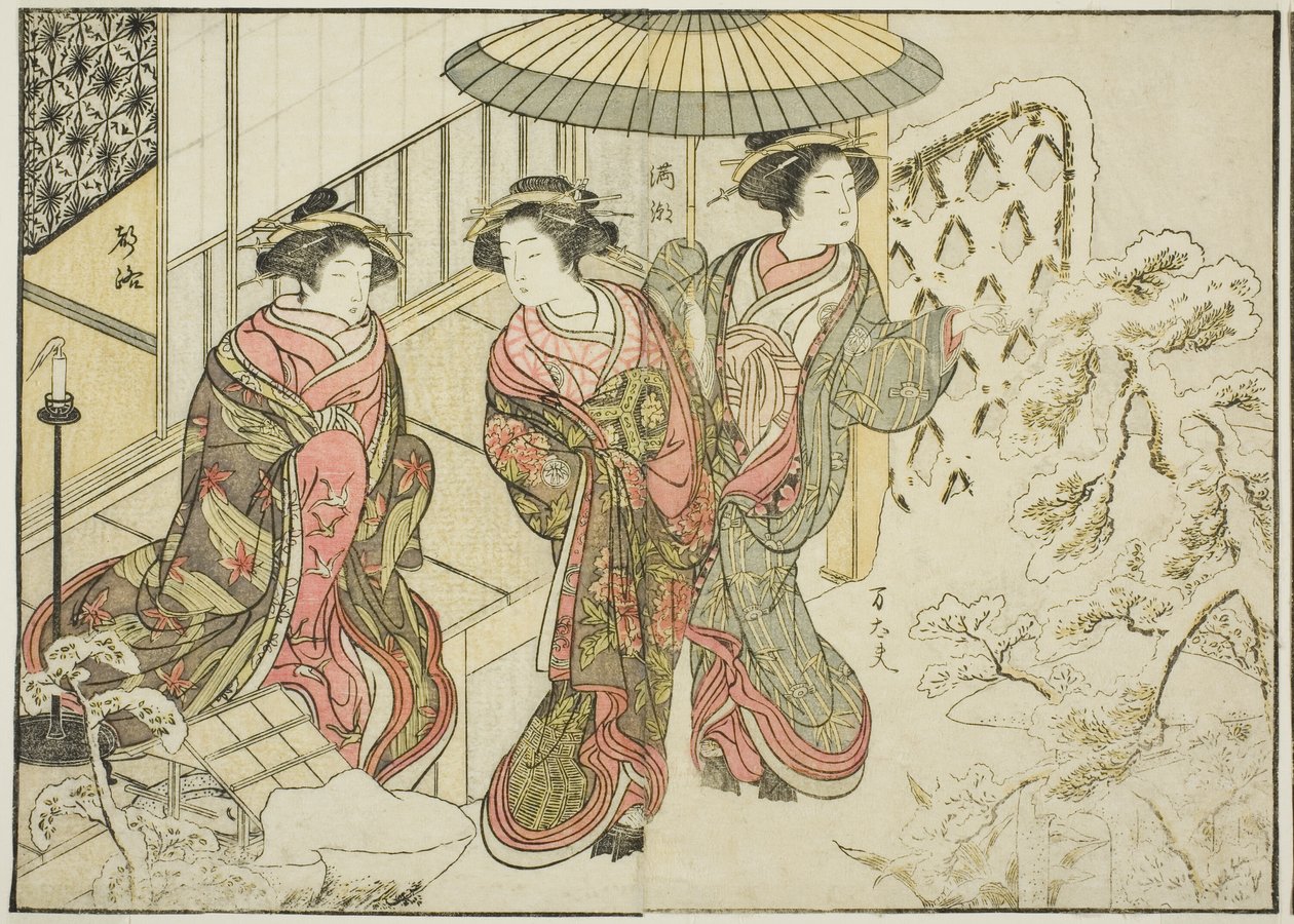 中宫的歌妓，选自《妓院美女镜》，第 2 卷。 作者 胜川俊章
