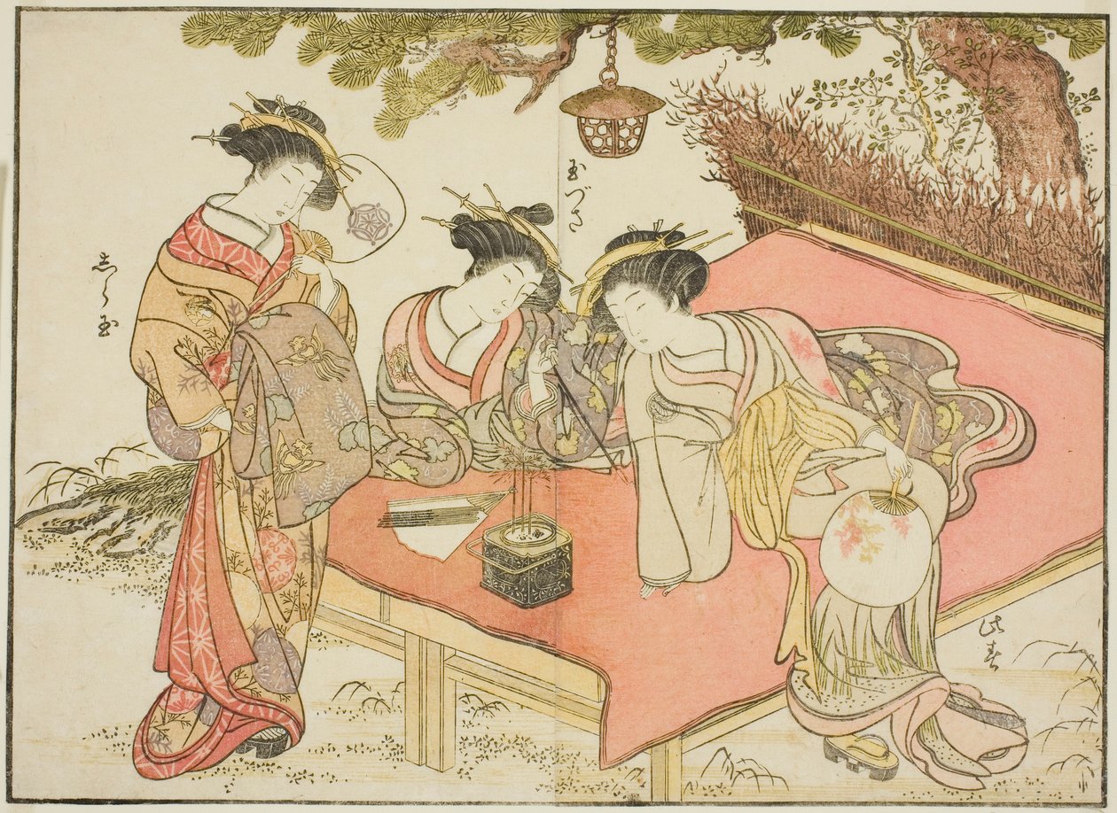 雅达雅的歌妓，选自《妓院美女镜》（Seiro bijin awase sugata kagami），第 1 卷。 作者 胜川俊章