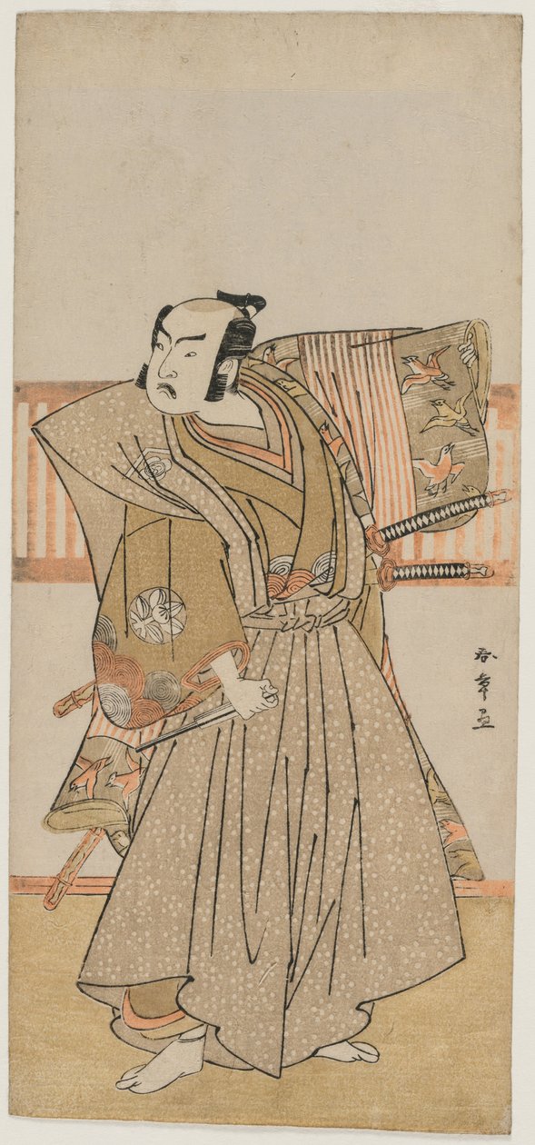 市村Uzaemon IX饰演Soga no Juro，1770年代中期。 作者 胜川俊章
