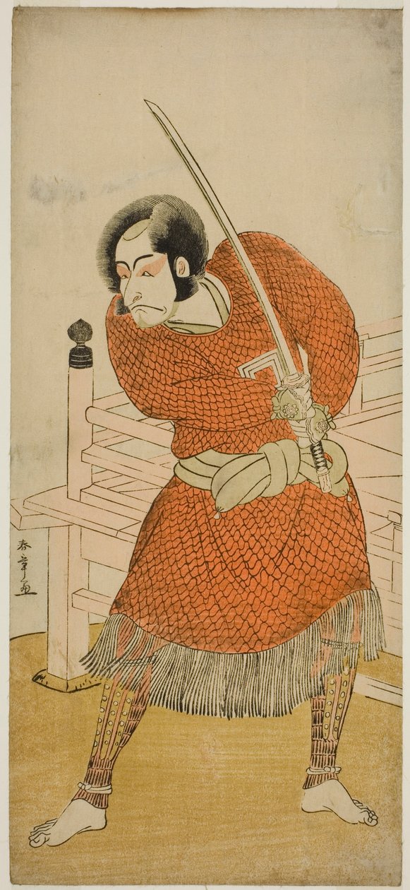 1777 年 5 月在市村剧场演出的《奥州足立原》中饰演阿部贞人的演员市川团十郎五世 作者 胜川俊章