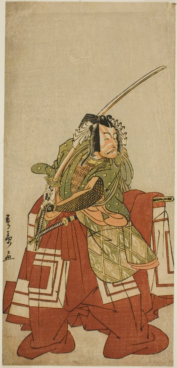 1778 年 11 月在森田剧场演出的《伊达西岐翠之汤》中饰演荒川太郎的演员市川团十郎五世 作者 胜川俊章