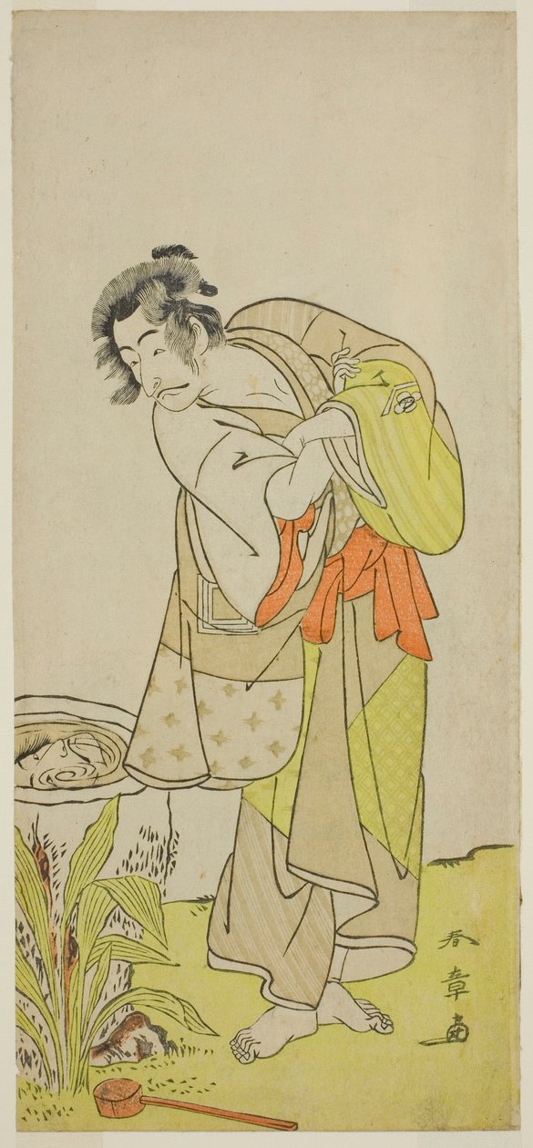 1775 年正月在森田剧场（？）演出的话剧《Shida Yuzuriha Horai Soga》中饰演曾我之道三郎的演员 Ichikawa Danjuro V（？ 作者 胜川俊章