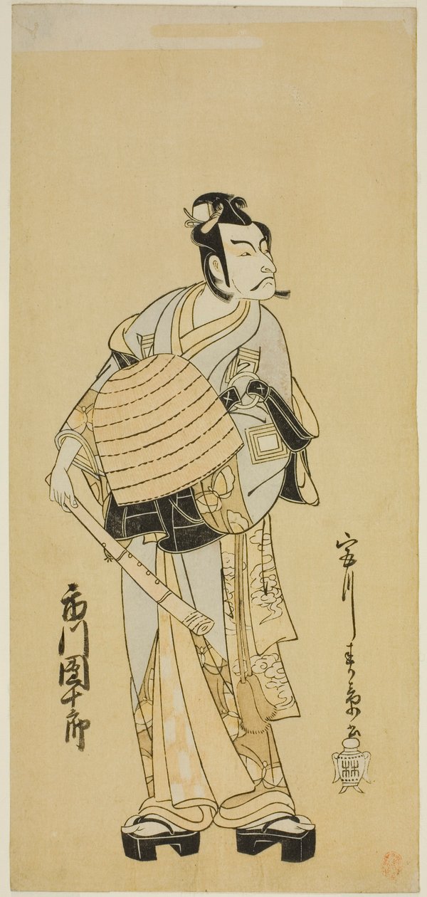 1771 年正月在中村剧场上演的《堺町曾我念大木》中扮演曾我五郎的演员市川团十郎五世（Ichikawa Danjuro V）乔装成小武生的形象 作者 胜川俊章