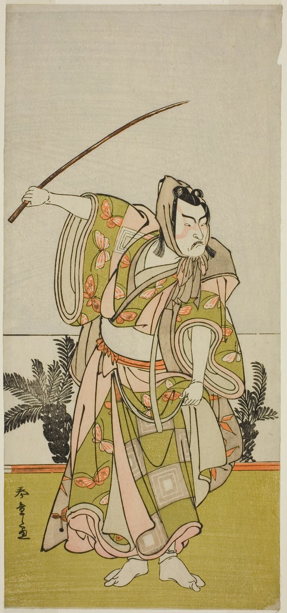 1777 年正月在中村剧场演出的话剧《青柳曾我ちぐすずり》中饰演曾我五郎时宗的演员市川团藏四世 作者 胜川俊章