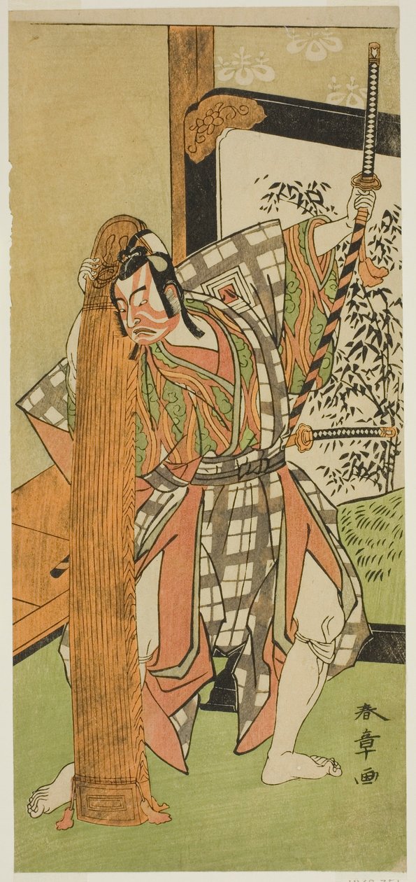 1771 年 11 月在中村剧场演出的《国之花小野之五云寺》中饰演吉峰宗忠的演员市川耀造二世 作者 胜川俊章