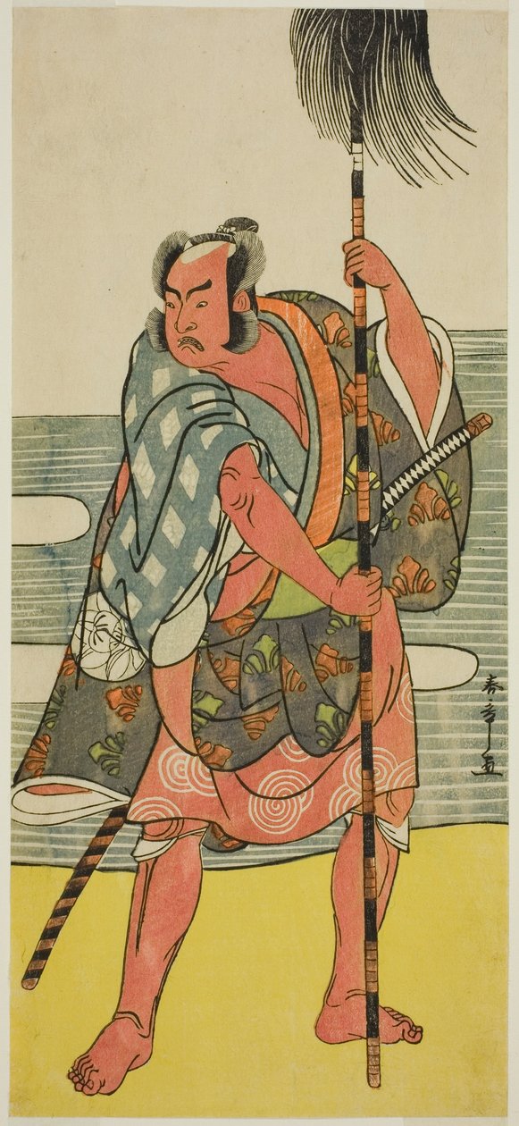 1781 年 11 月在市村剧场演出的戏剧《Mukashi Otoko Yuki no Hinagata》中饰演 Yakko Matahei 的演员 Ichimura Uzaemon IX 作者 胜川俊章