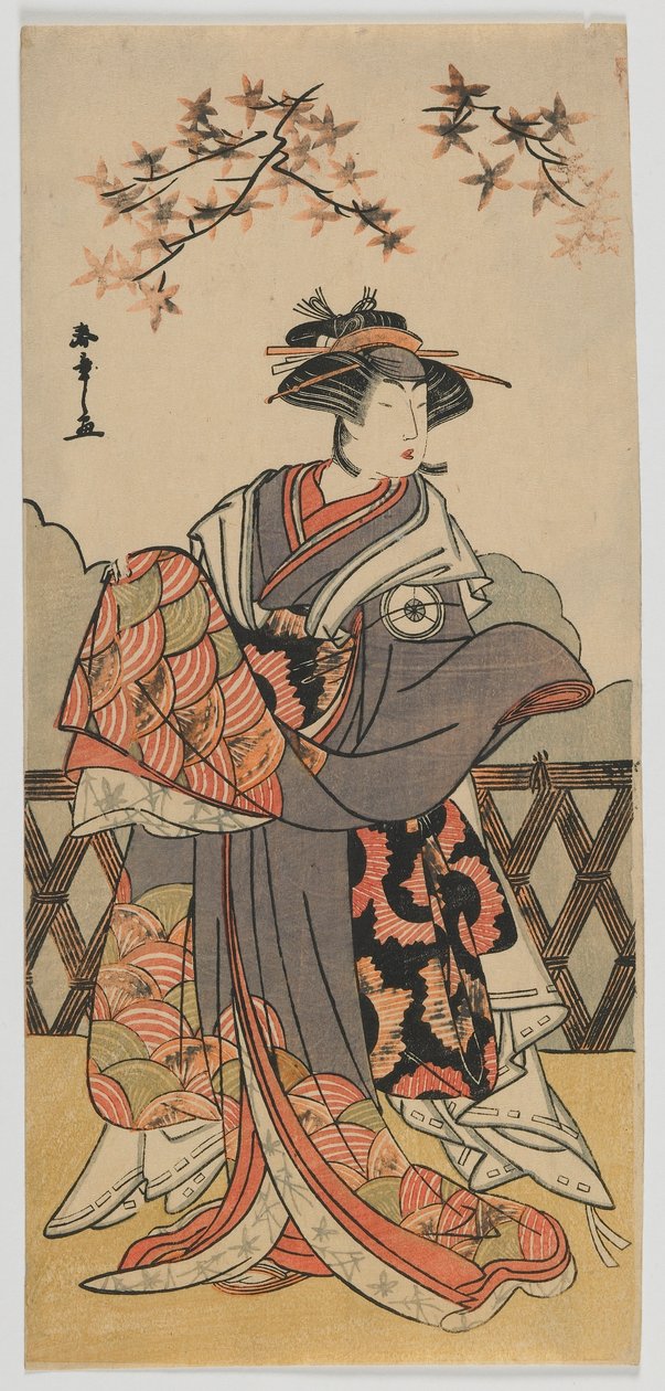 演员岩井半四郎，江户时代，1780 年代末（彩色木刻版画） 作者 胜川俊章