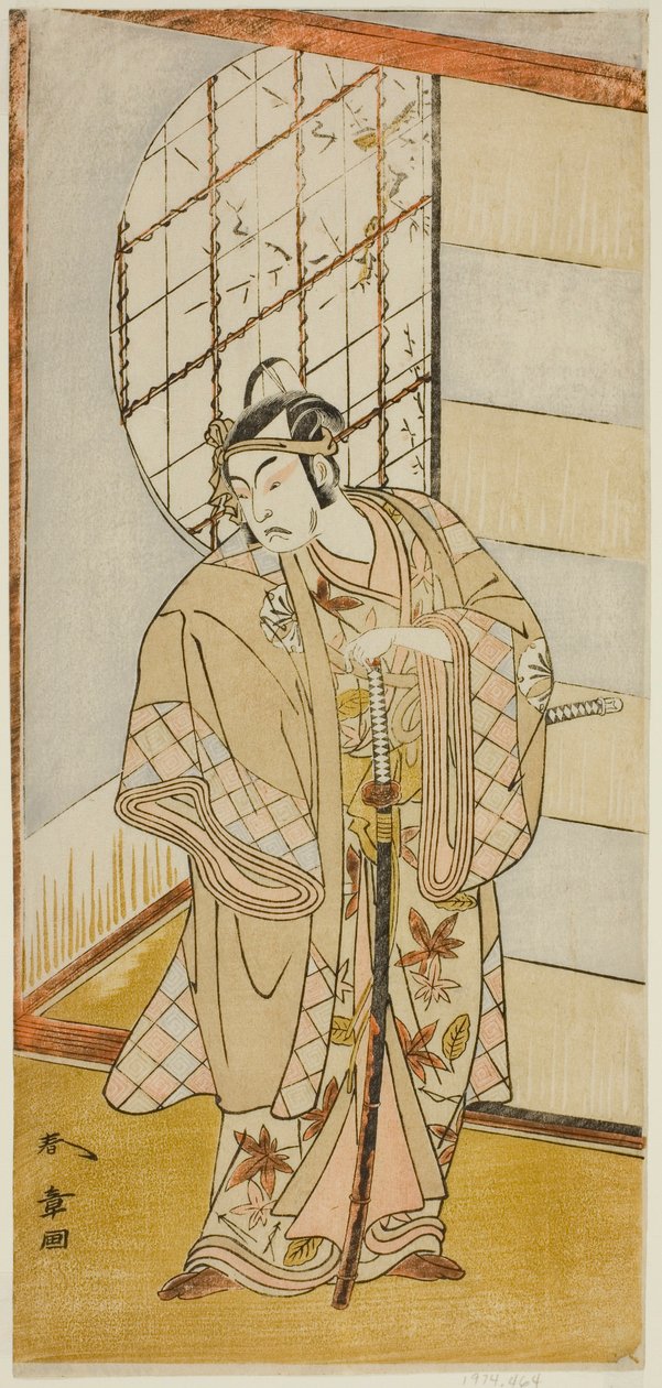 1773 年 9 月在中村剧场演出的《菅原登州天乐神》中饰演松尾丸的演员松本小四郎 作者 胜川俊章