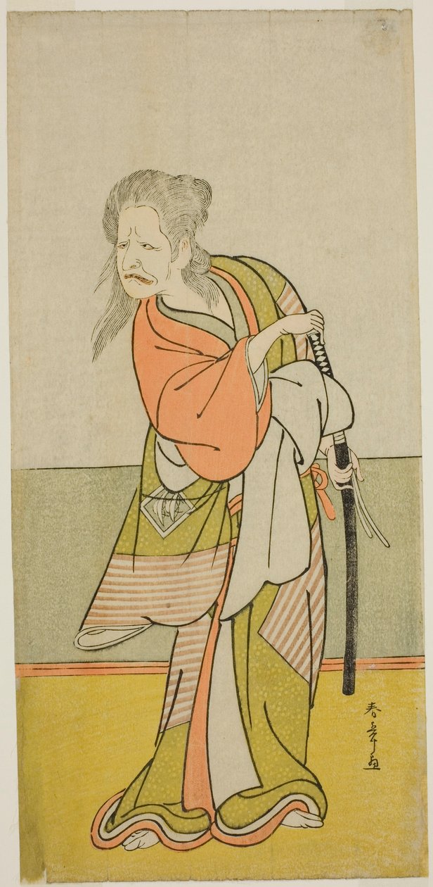 1777 年七月在森田剧场演出的《本能日田大明神》中饰演矢口之卡拉苏巴巴的演员中岛勘左卫门三世 作者 胜川俊章