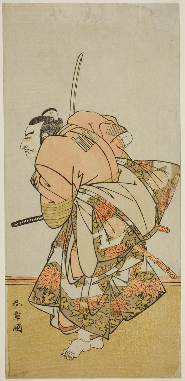 1775年11月在中村剧场演出的《花灯源氏喜姬》中饰演钦定八郎玉友的演员中村中藏一世 作者 胜川俊章