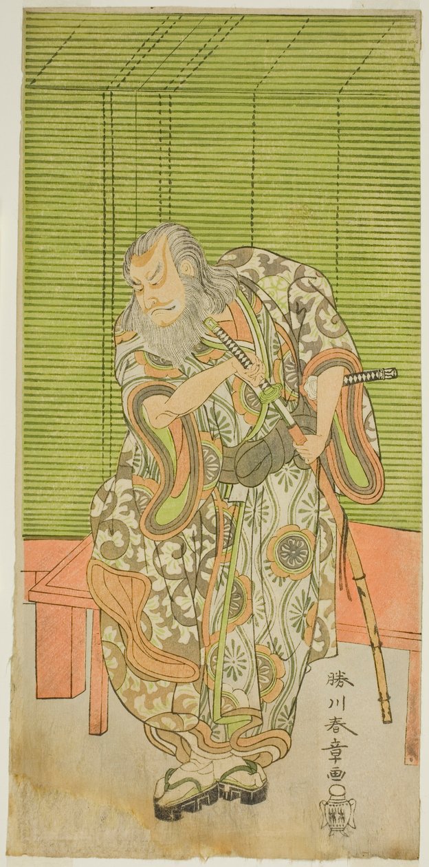 1771年3月在中村剧场演出的《堺町曾我念大木》中饰演樋口之恋的演员中村中藏一世 作者 胜川俊章
