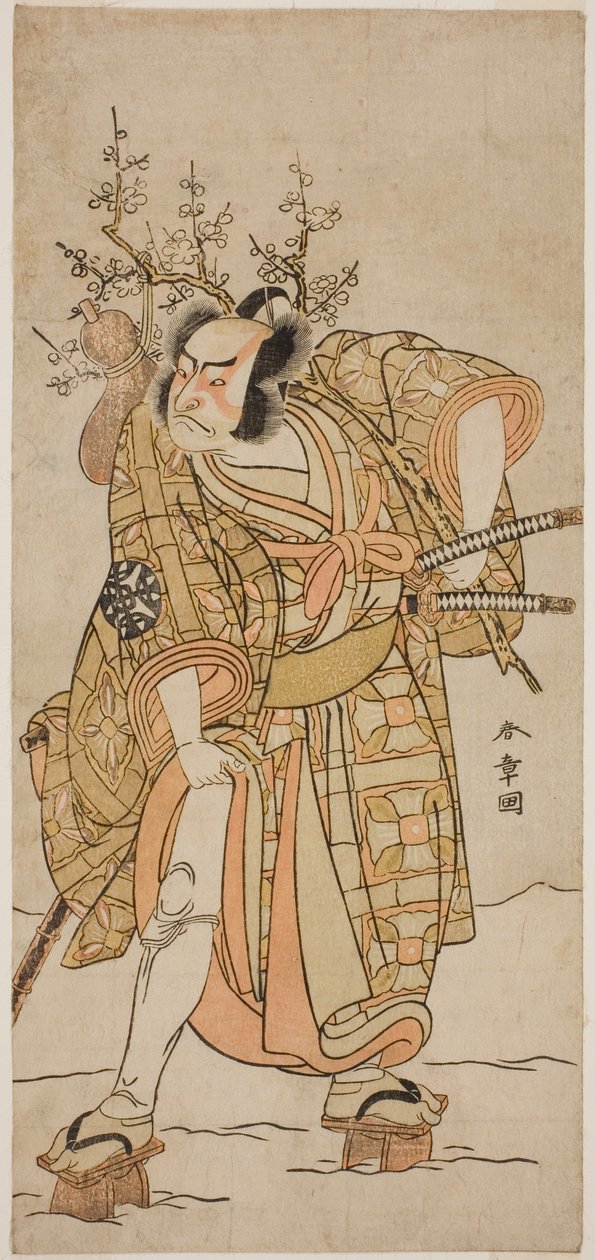 1775年11月在中村剧场演出的《花灯源氏日木》中饰演松野五郎的演员中村中藏一世 作者 胜川俊章