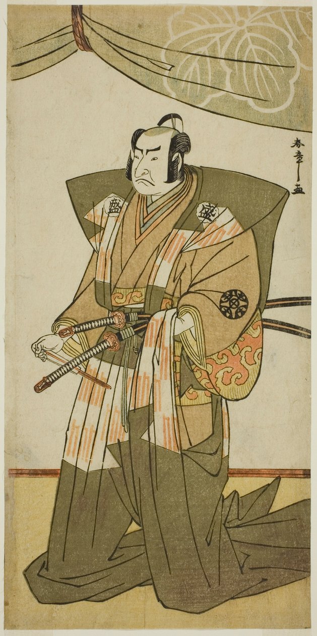 1780 年 11 月在中村剧场演出的《风车西木之若鹰》中饰演斋藤三盛的演员中村中藏一世 作者 胜川俊章