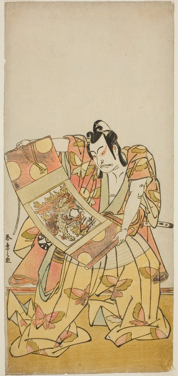 1776 年正月在中村剧场演出的《Kazoe Uta Ta Ue Soga》中饰演曾我五郎时宗的演员中村中藏一世 作者 胜川俊章