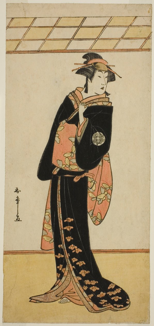 1784 年正月在中村剧场（？）演出的《曾我武魂》中饰演万子夫人（万子御前）的演员中村理子一世（？ 作者 胜川俊章
