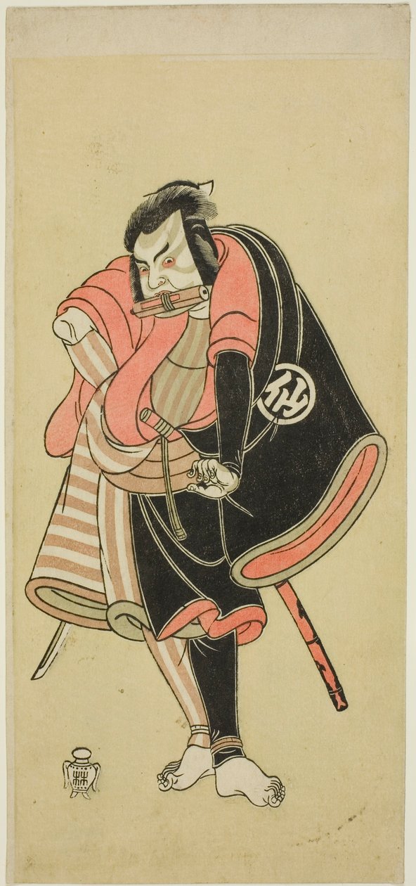 1768 年 11 月 1 日起在中村剧场上演的《源氏现世》中饰演忍者阿苏之松下的演员中村助五郎二世 作者 胜川俊章