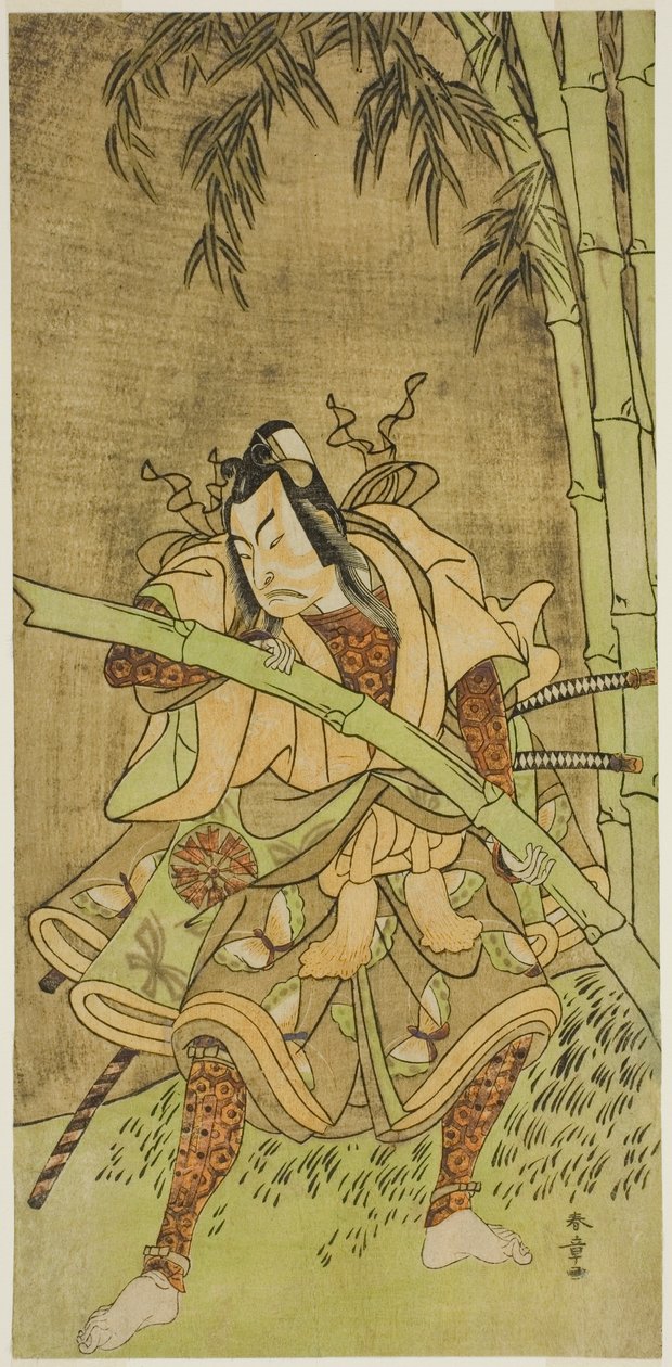 1771 年正月在森田剧场上演的《江户曾我念五代目》中饰演竹木五郎的演员中村富十郎一世 作者 胜川俊章
